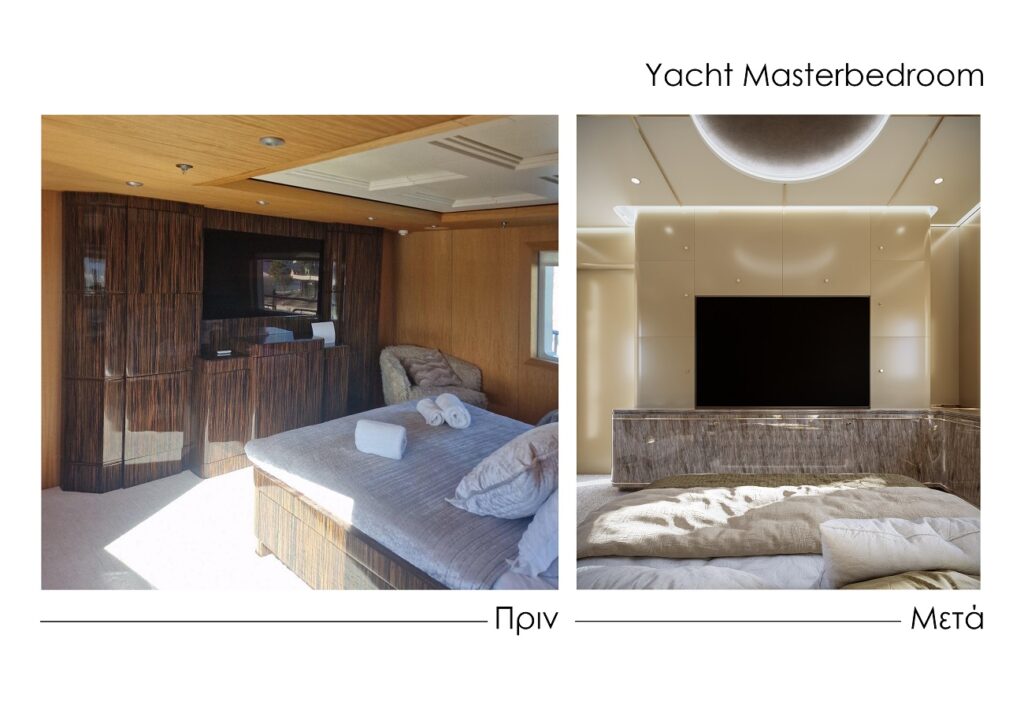Yacht bedroom design, before-after 3