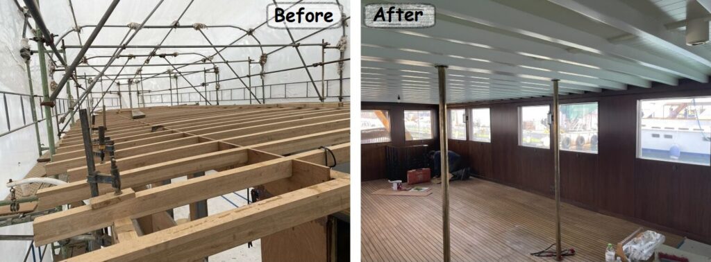 Boat reconstruction, before-after